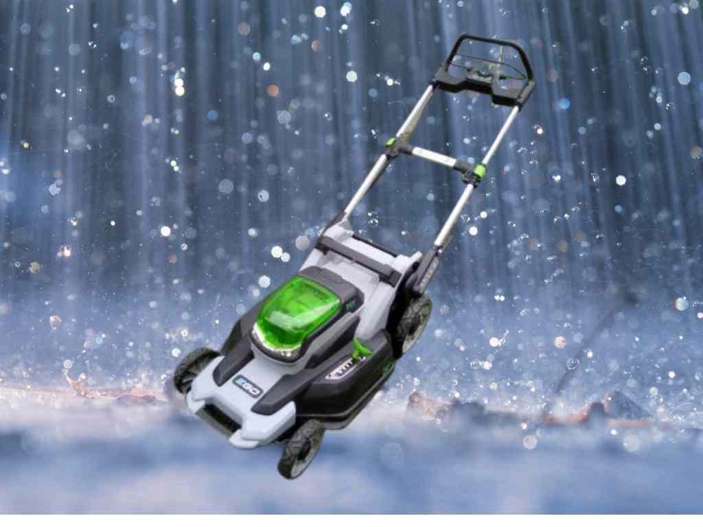 Storing an electric lawn mower outside in the rain