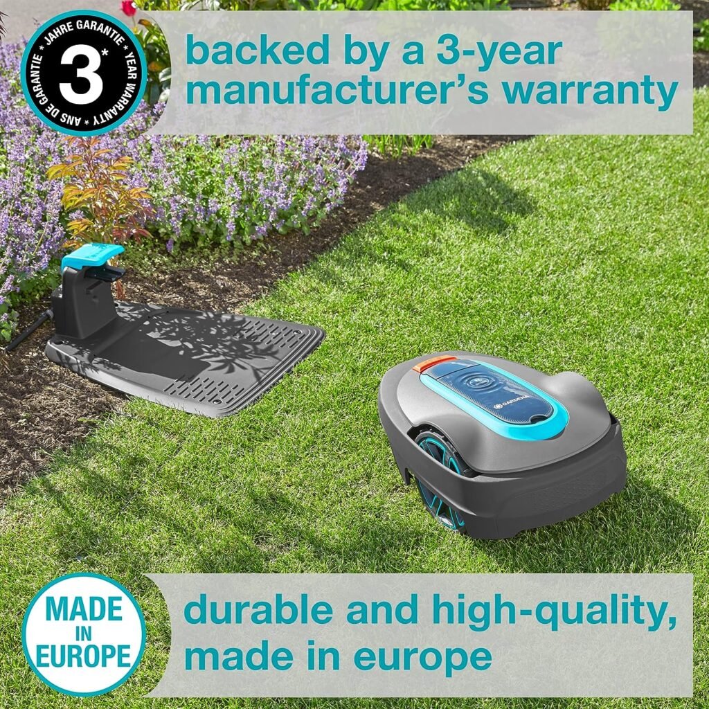 GARDENA 15001-20 SILENO City - Automatic Robotic Lawn Mower, with Bluetooth app and Boundary Wire, The quietest in its Class, for lawns up to 2700 Sq Ft, Made in Europe, Grey