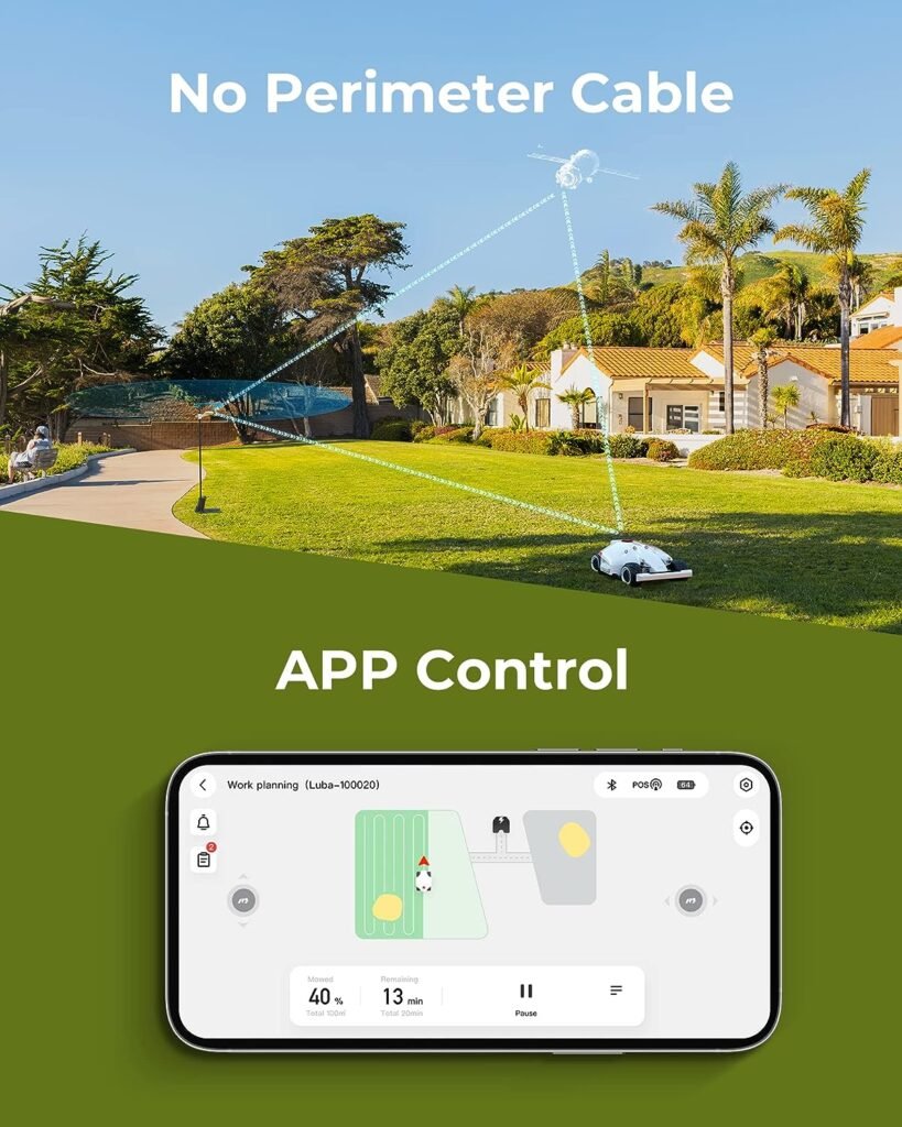 MAMMOTION LUBA AWD 1000, Perimeter Wire Free Robotic Lawn Mower for 0.25 Acre Lawn 65% Slope, APP Control with Virtual Boundaries, All-Wheel Drive, Multi-Zone Management