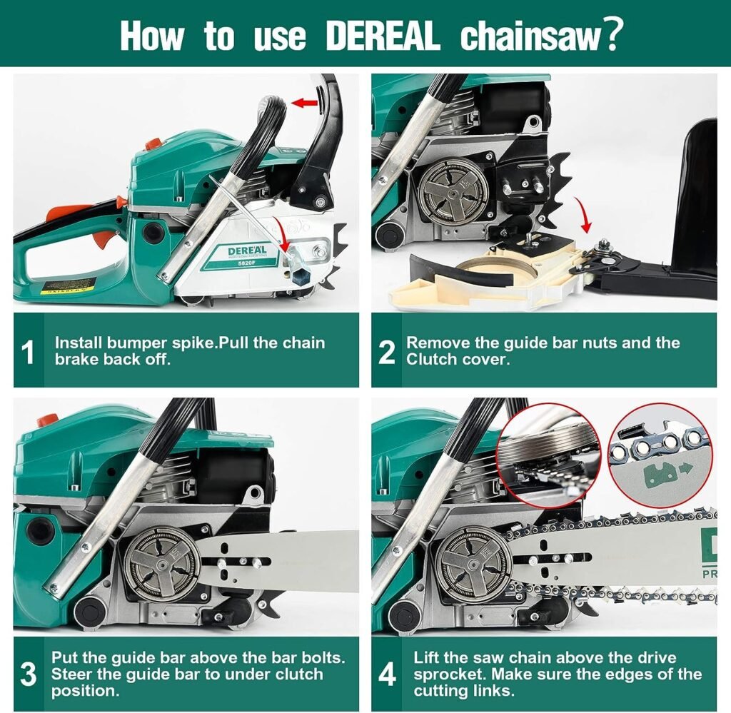 DEREAL 58cc Gas 18 Chainsaw 2 Cycle Gasoline Powered Chain Saws Handheld for Home Garden