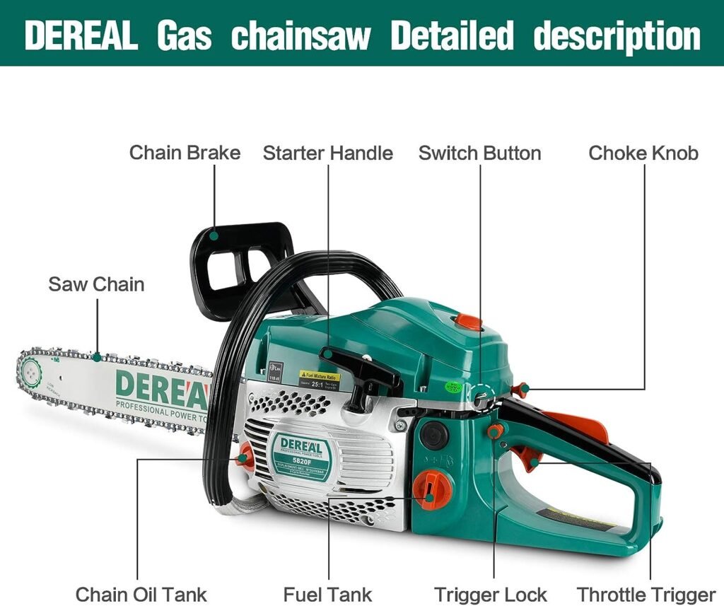 DEREAL 58cc Gas 18 Chainsaw 2 Cycle Gasoline Powered Chain Saws Handheld for Home Garden