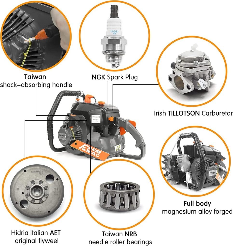 FARMMAC F070 Gas Chainsaw Powerhead, NEOTEC Chainsaw 105cc 2-Cycle Gasoline Power Chain Saws, 4.8KW 6.4HP Fit for 36 and 42 inch Bar, All Parts Compatible with MS070 090
