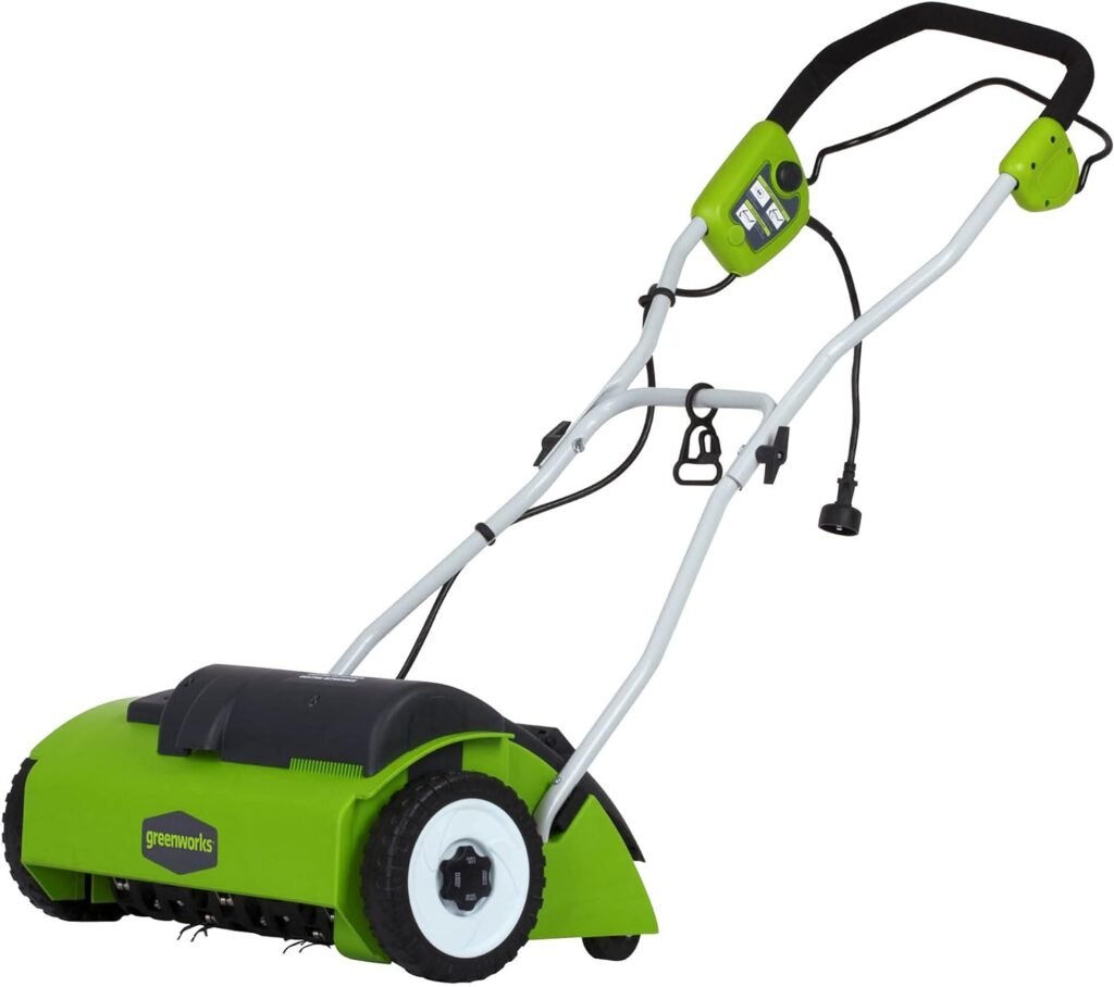 Greenworks 10 Amp 14” Corded Electric Dethatcher (Stainless Steel Tines)