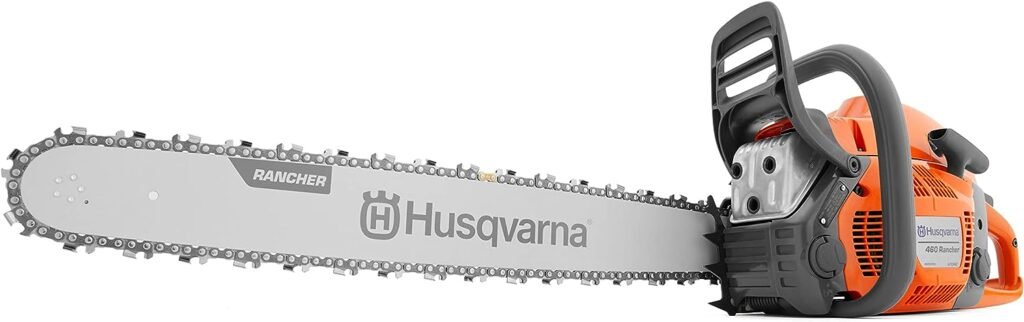 Husqvarna 460 Rancher Gas Powered Chainsaw, 60.3-cc 3.6-HP, 2-Cycle X-Torq Engine, 24 Inch Chainsaw with Automatic Adjustable Oil Pump, For Wood Cutting, Tree Trimming and Land Clearing