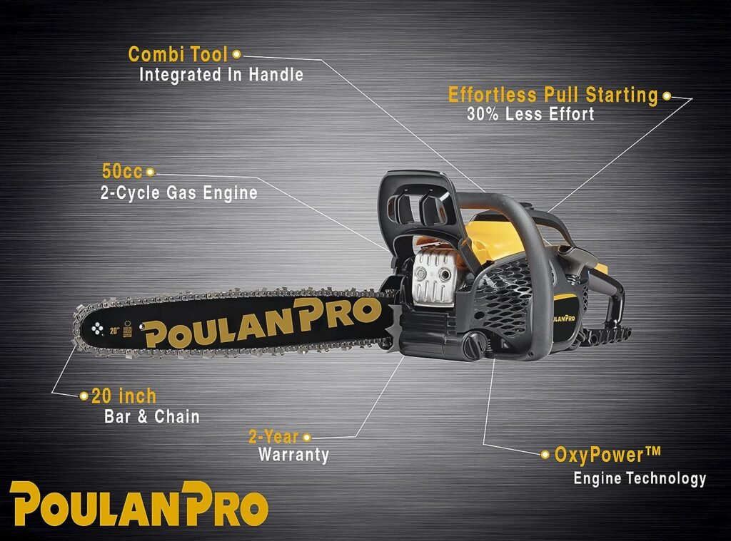 Poulan Pro 20 in. 50cc 2-Cycle Gas Chainsaw, PR5020